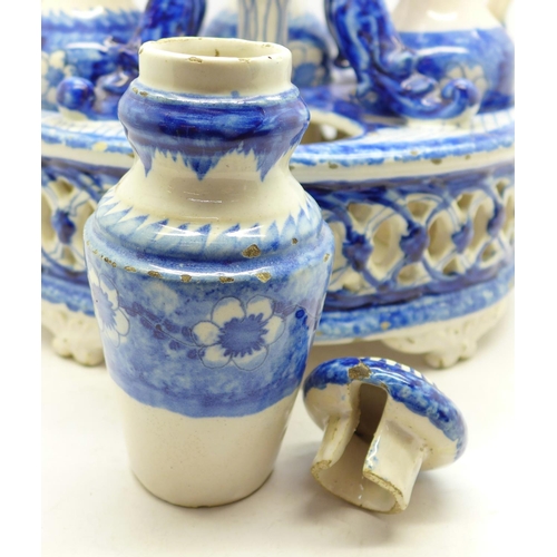 798 - A blue and white china four-piece condiment set