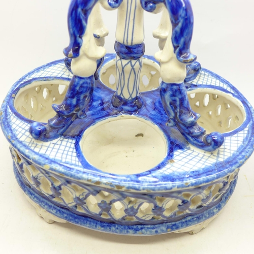 798 - A blue and white china four-piece condiment set