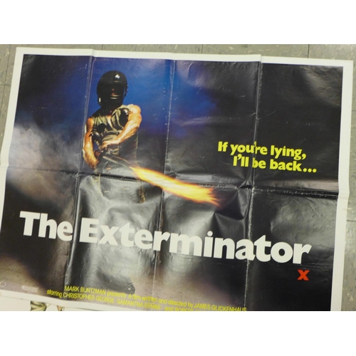 826 - Film posters, original quad size, The Exterminator, Norseman/Laser Blast and Tarzan, (3)