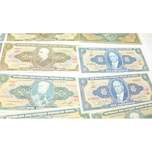 850 - Forty-three Brazilian banknotes