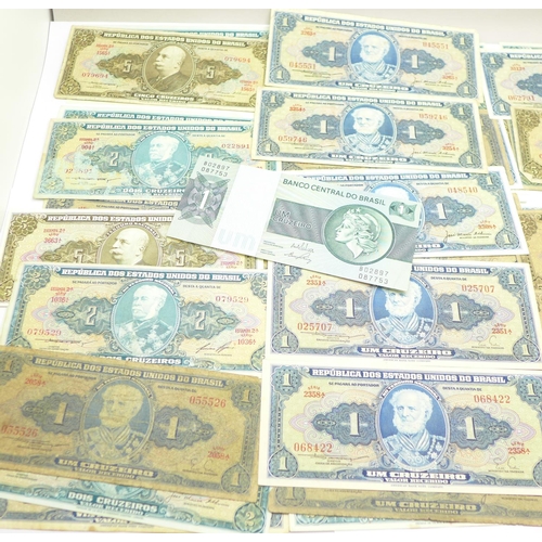 850 - Forty-three Brazilian banknotes