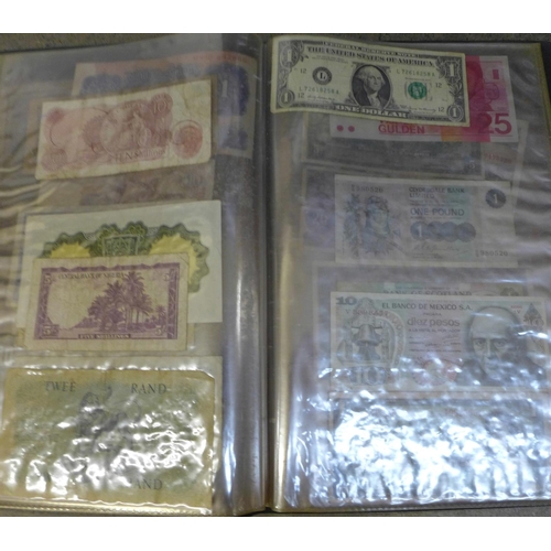 853 - An album of banknotes, including Austria, Belgium, Netherlands, Bank of England, East African Curren... 