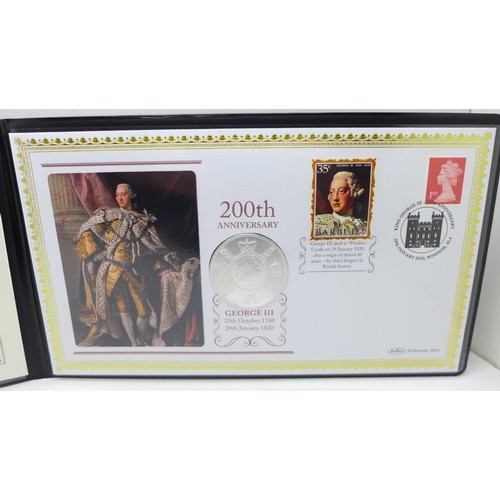 863 - A 2020 200th Anniversary of King George III silver proof £5 coin cover, with Certificate of Authenti... 