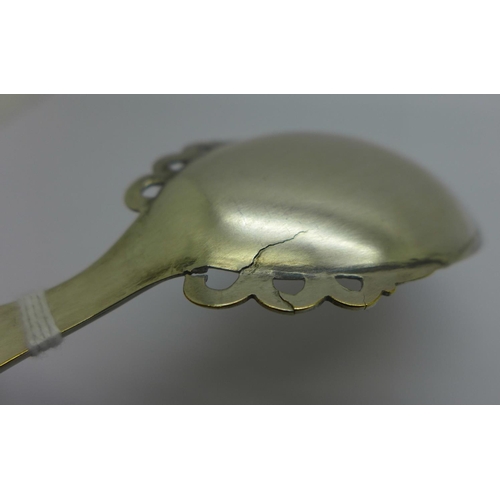 869 - A Norwegian spoon, marked Alesund, Norway T.K.40G, a/f