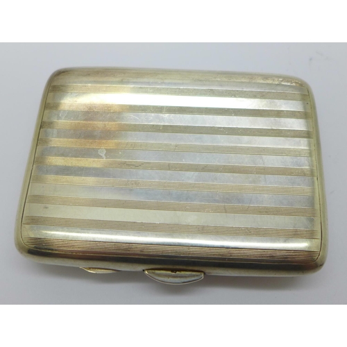 880 - A silver cigarette case stamped Jays, Oxford St. W., 61g