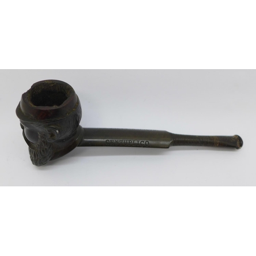 896 - A Centuplico pipe, with W.G. Grace likeness bowl, marked W.G.G. Aet.47.A.D.1895, 14cm, bowl a/f