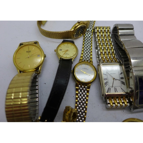 929 - A collection of wristwatches including Citizen Eco-drive, Seiko, Rotary, etc.