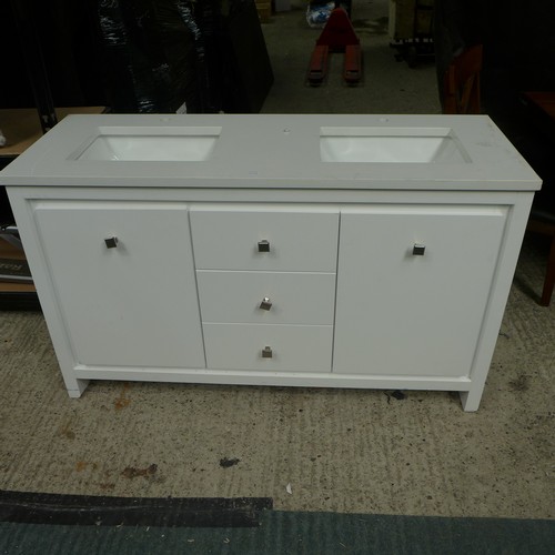 3428 - A white double sink vanity unit * This lot is subject to VAT