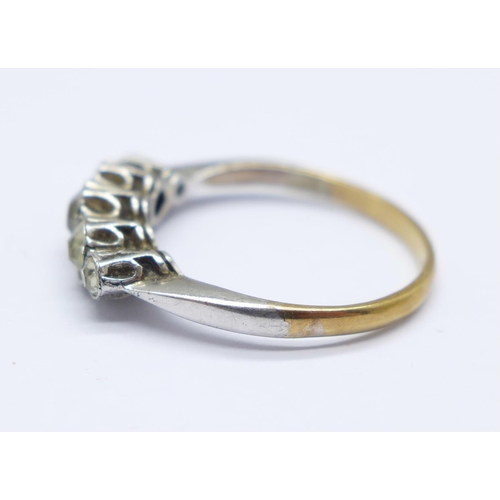 968 - A 9ct gold and silver five stone ring, Q