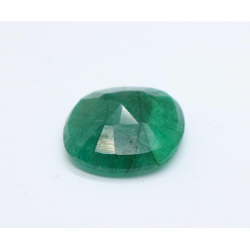 981 - A cushion cut emerald, 9carat weight