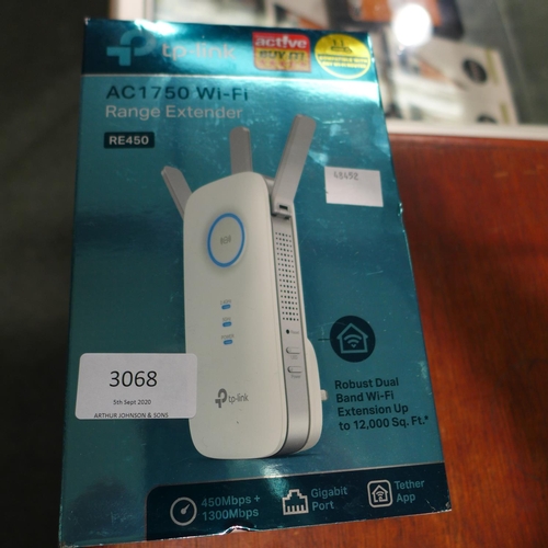 3068 - A Tp-Link Ac1750 Dual Band Wifi Extender           (200-481)* This Lot Is Subject To Vat