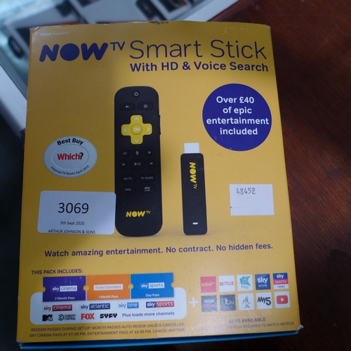 3069 - A Now TV Smart Stick (HD/Voice Search)       (200-493)* This Lot Is Subject To Vat