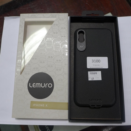 3100 - Ten Lemuro iPhone X phone cases - black leather