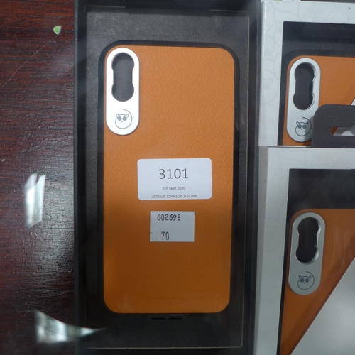 3101 - Ten Lemuro iPhone X phone cases - light tan leather