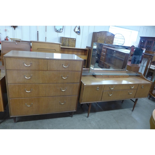 104 - A Meredew afromosia chest of drawers and mathing dressing table