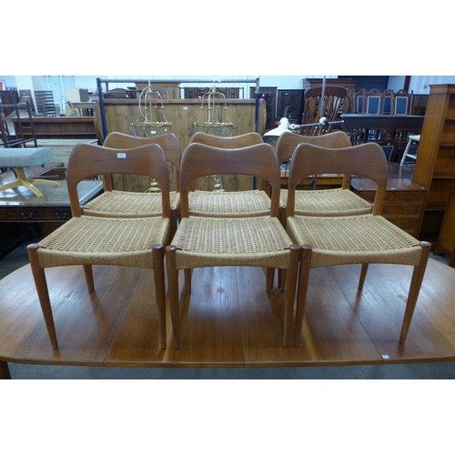 129 - A set of six Danish Arne Hovmand Olsen for Mogens Kold Craftmanship teak and cord seated chairs