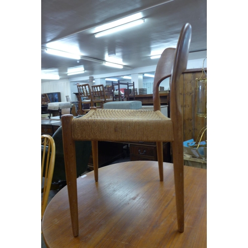 129 - A set of six Danish Arne Hovmand Olsen for Mogens Kold Craftmanship teak and cord seated chairs