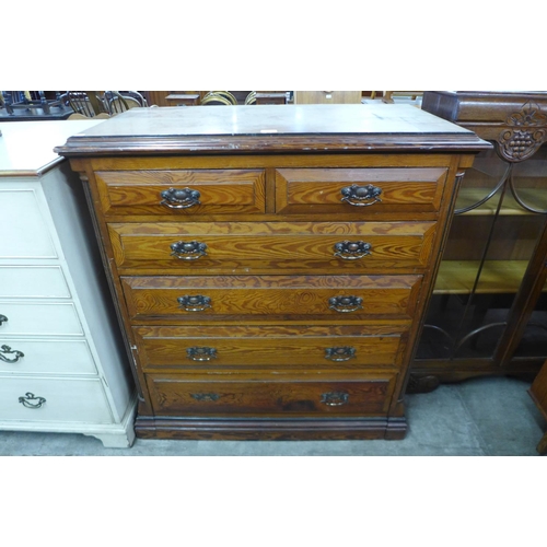 155 - A Victorian Aesthetic Movement pitch pine chest of drawers