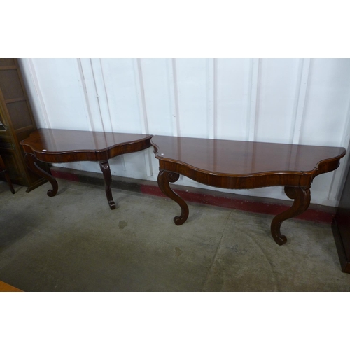 36 - A pair of Victorian mahogany console tables, 72cms h, 164cms w, 66cms d