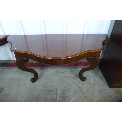 36 - A pair of Victorian mahogany console tables, 72cms h, 164cms w, 66cms d