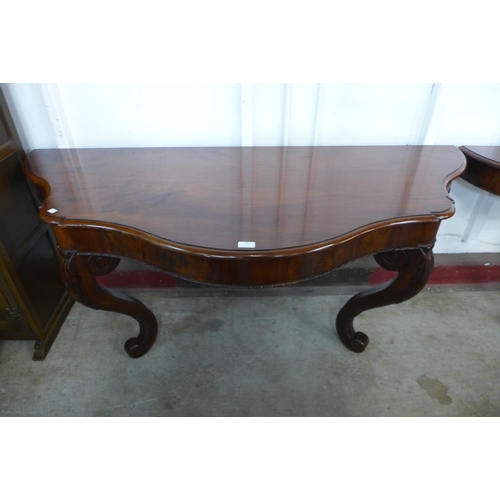 36 - A pair of Victorian mahogany console tables, 72cms h, 164cms w, 66cms d