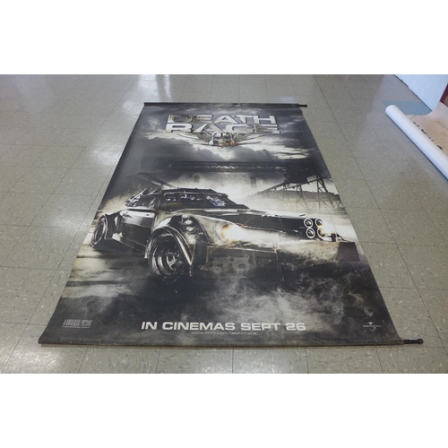 370 - Film memorabilia, two grand banners for films, Black Swan, Death Racer