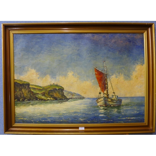 6 - * Wallstrom, coastal landscape, oil on canvas, 66 x 95cms, framed