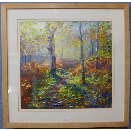 8 - Mark Preston, The Way Through The Woods, oil on board, 56 x 59cms, framed