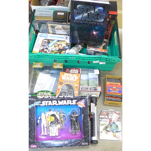 755 - A Darth Maul watch, a video game, a 1993 Bend-Ems set, cassette tapes, VHS videos, Galaxy Battle Lig... 