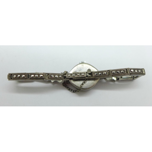 1070 - A lady's hallmarked silver and marcasite cocktail wristwatch