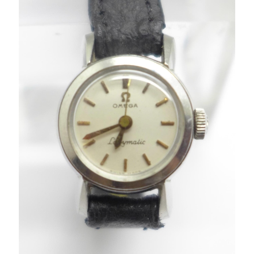 1076 - An Omega Ladymatic wristwatch, case back bears inscription