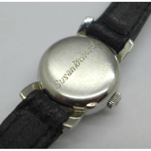 1076 - An Omega Ladymatic wristwatch, case back bears inscription