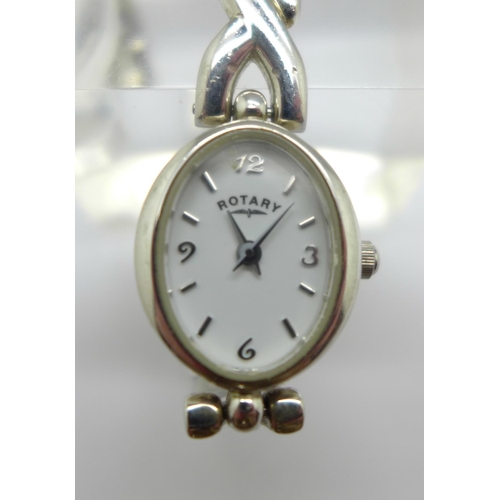 1087 - A lady's sterling silver Rotary wristwatch, 26g