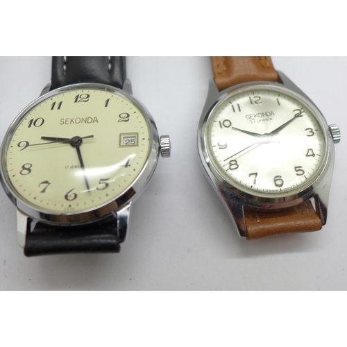 1089 - Three Sekonda wristwatches and a Timex wristwatch