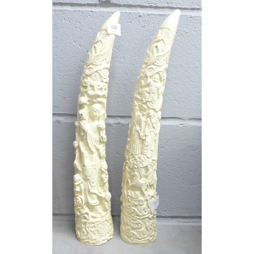 1123 - A resin pair of oriental tusks