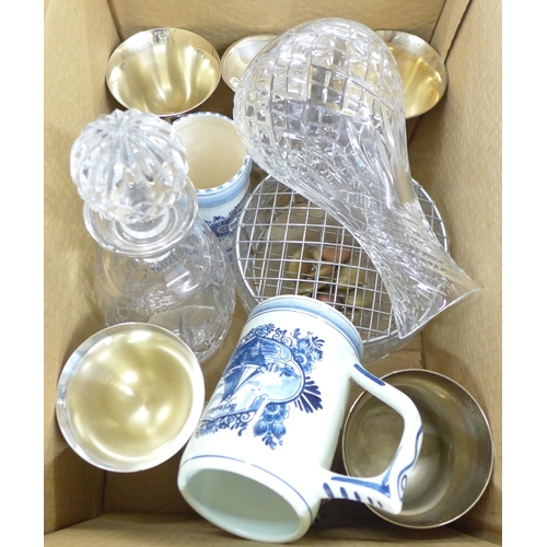 1131 - A box of plated ware, china and glassware including cut glass **PLEASE NOTE THIS LOT IS NOT ELIGIBLE... 