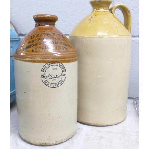 1135 - Two stoneware bottles, one marked Leighton & Son, Keighley, Yorkshire **PLEASE NOTE THIS LOT IS NOT ... 