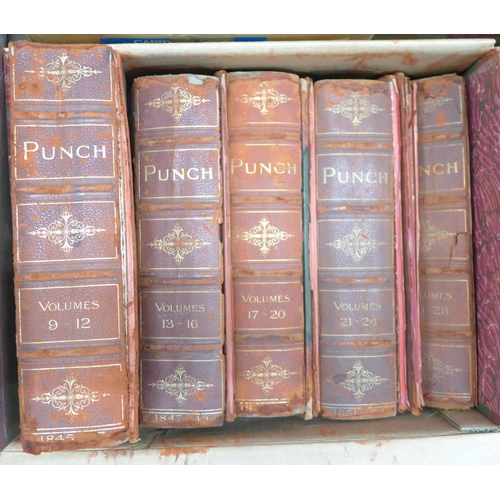 1159 - A large collection of Punch magazines, from 1845 to 1935, missing volumes 1-8, 29-32, 81-84, and yea... 