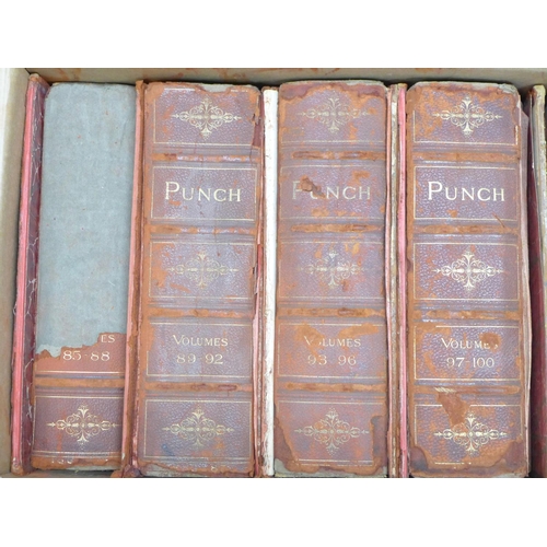 1159 - A large collection of Punch magazines, from 1845 to 1935, missing volumes 1-8, 29-32, 81-84, and yea... 