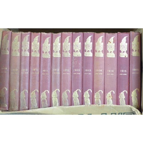 1159 - A large collection of Punch magazines, from 1845 to 1935, missing volumes 1-8, 29-32, 81-84, and yea... 