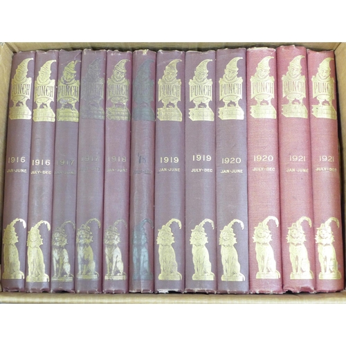 1159 - A large collection of Punch magazines, from 1845 to 1935, missing volumes 1-8, 29-32, 81-84, and yea... 