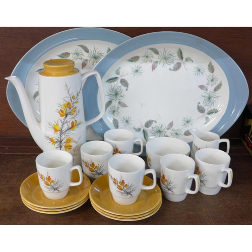 690 - A six setting coffee service, marked Image 70 Glencoe, Staffs., England, and two Wedgwood Penshurst ... 