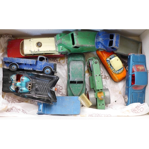 691 - Dinky, Corgi and Matchbox die-cast vehicles, including James Bond Aston Martin, 2x Batmobiles, playw... 