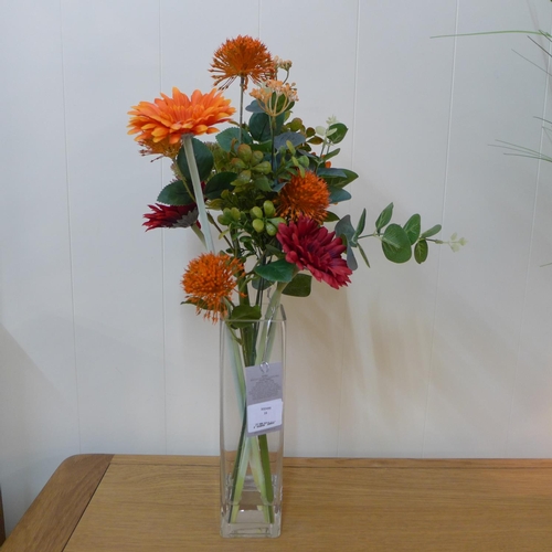 1329 - Wild gerberas in a square glass vase (5502869)   #