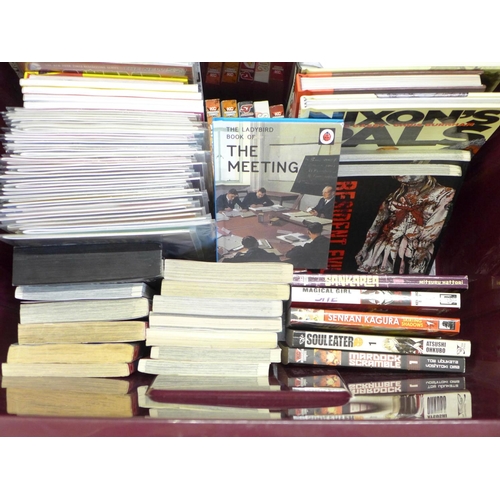 734 - Eighty-five assorted graphic novels and comics, Manga, Watchmen, X-Men, Judge Dredd, etc.