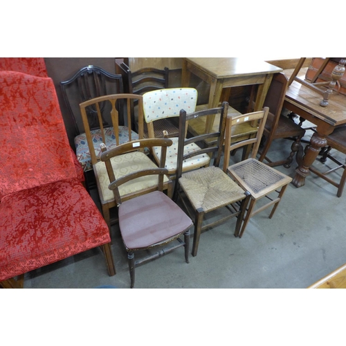 243 - Seven assorted chairs and a mahogany single bed