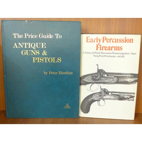 748 - Six books relating to guns including The Price Guide to Antique Guns & Pistols by Peter Hawkins and ... 