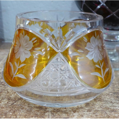 770 - A ruby glass pedestal bowl and one other glass bowl