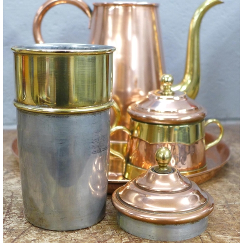 775 - A Vebalux Belgian copper coffee service