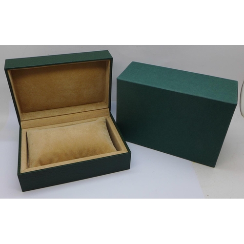 797A - A Rolex watch box, outer box and one other green watch box and outer box